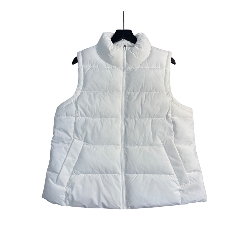 Tommy Hilfiger Mens White Puffer Vest Full Zip Sleeveless Jacket XL